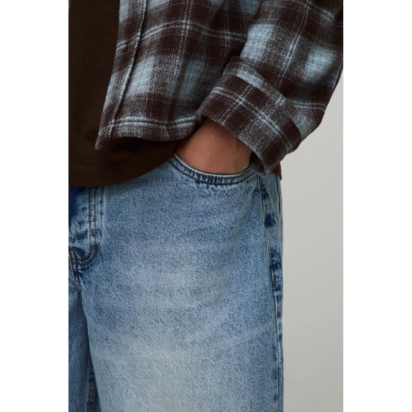 BoohooMAN Baggy Rigid Washed Jeans Light Blue Size 34 Button-Fly Actual 36x31 - Picture 3 of 16